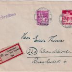 Bizone - 40+20 Pfg. Bauten Einschreibebrief Geschendorf ü. Bad Segeberg 1948