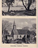 Schleswig-Holstein - Haddeby Ansgarkirche Wirtsgarten sw-Mehrbild-AK ca. 1940
