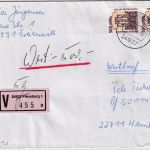 BRD - 2x500 Pfg. SWK Wertbrief (500 DM) Flensburg - Hamburg 1995