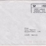 BRD - ABAS Versuch 100 Pfg. Brief Lübeck - Berlin 29.9.96 mit Quittung