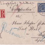 DR - 2x20 Pfg Krone/Adler Einschreibebrief i.d. SCHWEIZ Überlingen 1895 Retour !