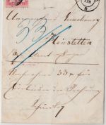 Baden - 3 Kr. Ausgabe 1862 Nachnahmebrief Ring 25 Constanz - Henstetten 1863