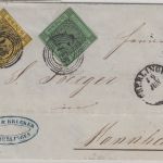 Baden - 3+6 Kr. Ausgabe 1853/55 Brief Ring 146 Überlingen - Mannheim 1858