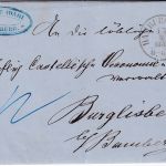 Hamburg - Th&T Postamt K1 Portobrief (12 Kreuzer) n. Burglisberg b. Bamberg 1857