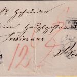 Schweiz - Bienne 1853 Aout 22 L2 + Ra2 "Schweiz TT" Portobrief n. Bremen