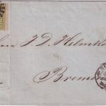 Bayern/Bremen - 9 Kr. Quadrat grün Randstück Brief oMR 356 Nürnberg 1860