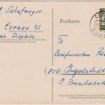 BRD - Cornau ü. Diepholz Poststelle I Ganzsache n. Ingolstadt 1963