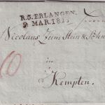 Bayern - R3 Erlangen 9. MAR 1813 L2 Portobrief n. Kempten - mit Inhalt