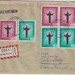 BRD/Berlin - Wildeshausen 1958 je3x10+20 Pfg. Dt. Katholikentag Einschreibebrief