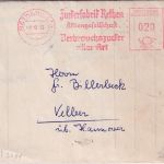 BRD - Rethen 1953 20 Pfg. AFS Zuckerfabrik Faltbrief n. Velber ü. Hannover