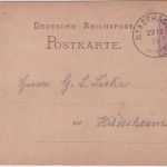 DR - Stadthagen 1879 kl. K1 5 Pfg. Ganzsache n. Hildesheim