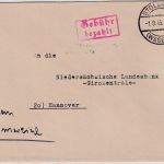 All.Bes. - Stolzenau (Weser) 1.9.45 Gebühr bezahlt Ra2 Brief n. Hannover