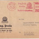 DR - Goslar 19.1.45 8 Pfg. AFS "Baustoff-Großhandlung Aug. Prelle" Ortsbrief