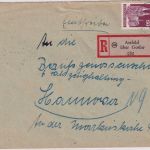 Bizone - Astfeld ü. Goslar Poststelle I Einschreibebrief n. Hannover 1950