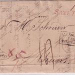 Sachsen/Frankreich - Dresden 1821 Ra2 + roter L1 "SAXE TT" Portobrief n. Rheims