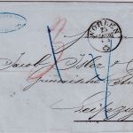 Schweiz/Sachsen - Wohlen 1862 K1 Portobrief "Schweiz über Baden" n. Leipzig