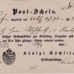 Sachsen - Waldenburg Ra1 Postschein f. Wertbrief n. Frankfurt a/M 1850