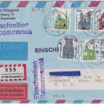 BRD - 450 Pfg. SWK u.a. Luftpost-Einschreiben/Rückschein n. USA Bovenden 1995