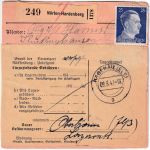 DR - Nörten-Hardenberg 1942 Paketkarte n. Hagenau (Els.) Retouraufkleber