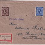 All.Bes. - 75+10 Pfg. Ziffer Einschreibebrief Volpriehausen n. Riesa 1948