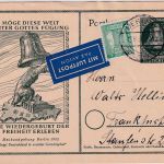 Berlin - 10 Pfg. Maikundgebung Ganzsache+Zusatz Luftpostkarte n. FFM 1952