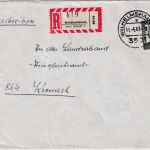 BRD - Wilhelmshausen ü. Kassel 7 Poststelle I Einschreibebrief n. Kronach 1963