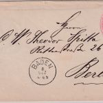 Baden - 3 Kr. Ganzsache Brief K1 Baden - Berlin 1869