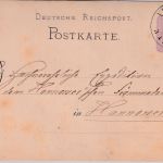 DR - Veckerhagen 1885 gr. K1 5 Pfg. Ganzsache n. Hannover