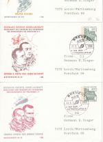 Berlin - Hermann Oberth Gesellschaft 3 Bausteinkarten Privatganzsachen 1966