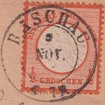 DR - 1/2 Gr. gr. Brustschild Karte K2 Raschau - Grünhain 1872 - Pracht !!