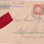 Bayern - 5 Pfg. Rauten Ganzsache+Zusatz Eilkarte Wiesenfeld Ufr. 1910