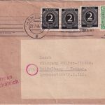 AM-Post/Kontrollrat - 42 Pfg. + 3x2 Pfg. Ziffer Doppelbrief Hamburg 1946