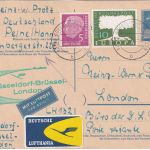 BRD - Lufthansa Erstflug Turboprop Düsseldorf London Berlin-GA m. Zudruck 1958