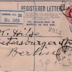 England - Bishopsgate 1911 (London) K1 Einschreibebrief (Ganzsache) n. Berlin