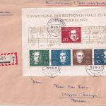 BRD - Beethoven-Halle Bonn Einweihung Blockausgabe R-Brief Niederlahnstein 1959