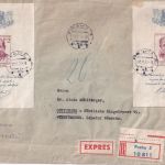 CSSR - 2x2 Kc. 70. Geb. Zapotocky Blockausgabe Eil-Einschreibebrief Prag 1955