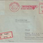 BRD - Neuss 1951 60 Pfg. AFS "Heinemann" Einschreibebrief n. Reutlingen