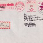 BRD - Nievenheim 1972 130 Pfg. AFS "Strasser KG" + 40 Pfg. UV Einschreibebrief
