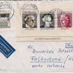 BRD - 50 J. Frauenwahlrecht Block u.a. Luftpostbrief n. ENGLAND Delhoven 1969