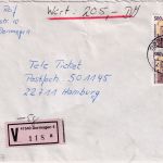 BRD - 2x500 Pfg. SWK Wertbrief (205 DM) Dormagen - Hamburg 1994