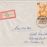 DDR - 85 Pfg. 500. Geb. Luther Einschreibbrief Berlin ZPF n. Berlin 46 1988