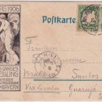 Bayern - Nürnberg Landesausstellung 1906 5 Pfg Privatganzsache n. BRASILIEN