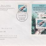 BRD - Bobsport WM 1991 Block+Marke FDC n. ÖSTERREICH Bremen 8.1.91