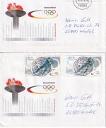 BRD - Winterolympiade 2002 Eisschnellauf 2 Sonderganzsachen Alfdorf/Schw. Hall