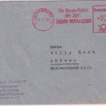 BRD - Hamburg 1950 20 Pfg. AFS "Sozialer Wohnungsbau" Brief n. Lübeck