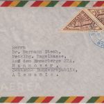 Bolivien - 2x20 B. Kolumbus-Leuchtturm Luftpostbrief Oruro - Hannover 1953