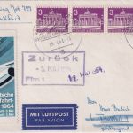 Berlin - 5x3 Pfg. Brandenburger Tor Luftpostbrief SST Hannover Flughafen 1964