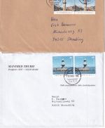 BRD - Leuchttürme 9 Belege/Karten/Briefe mit Einzel-/Mehrfachfrankaturen 2005/10
