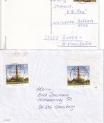 BRD - Leuchttürme 9 Belege/Karten/Briefe mit Einzel-/Mehrfachfrankaturen 2005/10