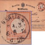 DR - 1/2 Gr. gr. Brustschild Fernkarte K1 Berlin N P.A.3 - Glauchau 1874